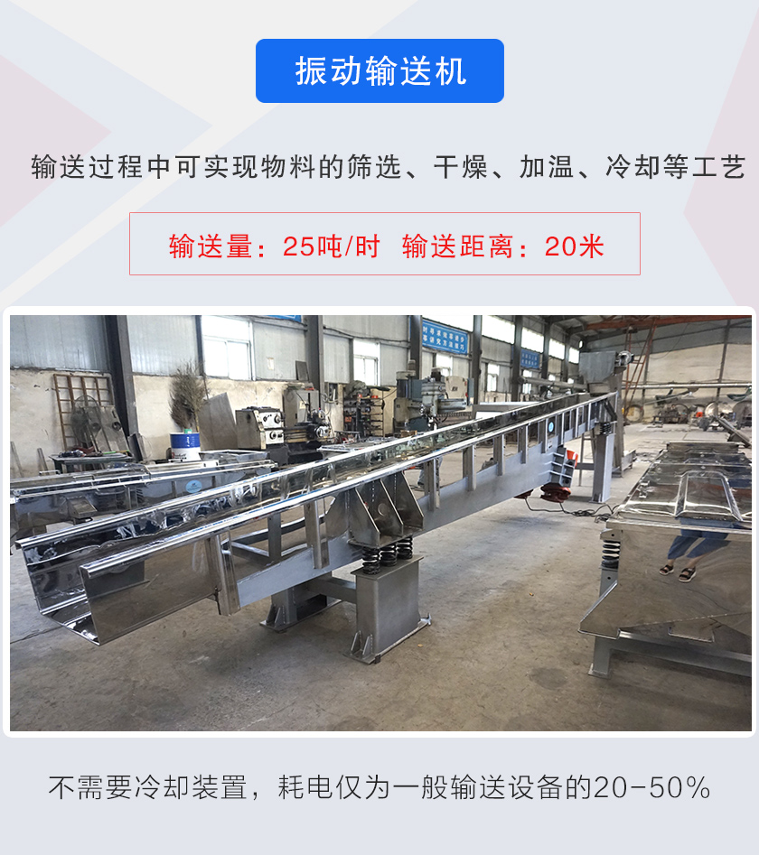 輸送過(guò)程中可實(shí)現(xiàn)物料的篩選、干燥、加溫、冷卻等工藝